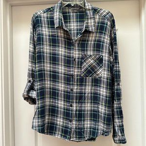 Eddie Bauer plaid roll sleeve shirt